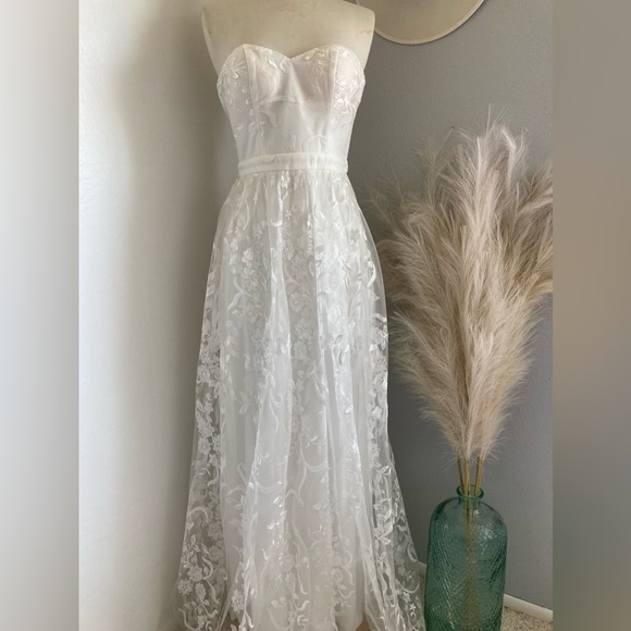 Lulus Andria White Embroidered Strapless Dress - Picture 4 of 10